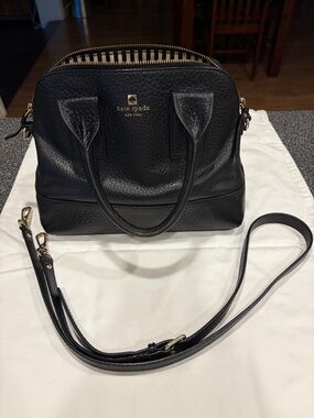 kate spade small Jenny satchelBlack Pebbled Leather Satchel with Removable Strap